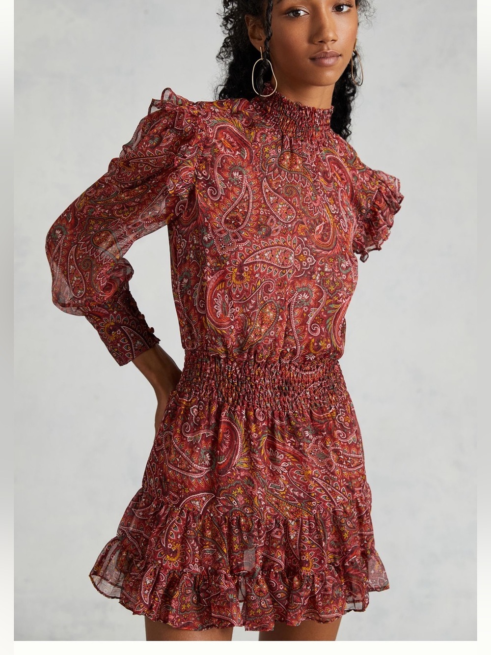 MISA Los Angeles Gianna Bohemian Paisley Chiffon MIni Dress XS